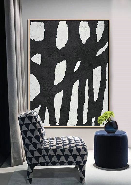 Large Living Room Wall Decor,Black And White Minimalist Painting On Canvas - Contemporary Art Canvas Painting